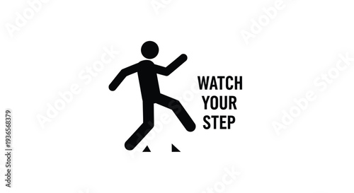 Warning sign featuring a running person and text minimalist silhouette