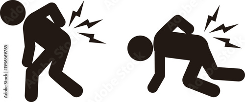 腰を痛めた人のピクトグラム