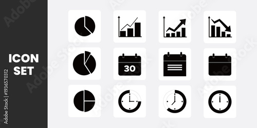 Business icons sheet displayed on screen