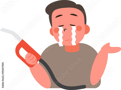 Cartoon characters of people in situations Gas shortage. 