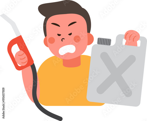 Cartoon characters of people in situations Gas shortage. 