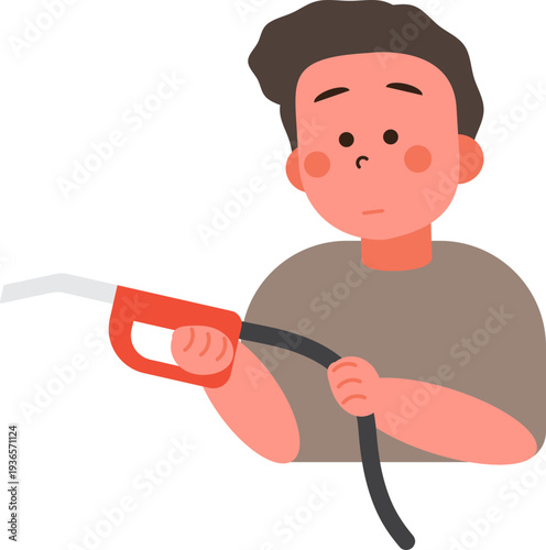 Cartoon characters of people in situations Gas shortage. 