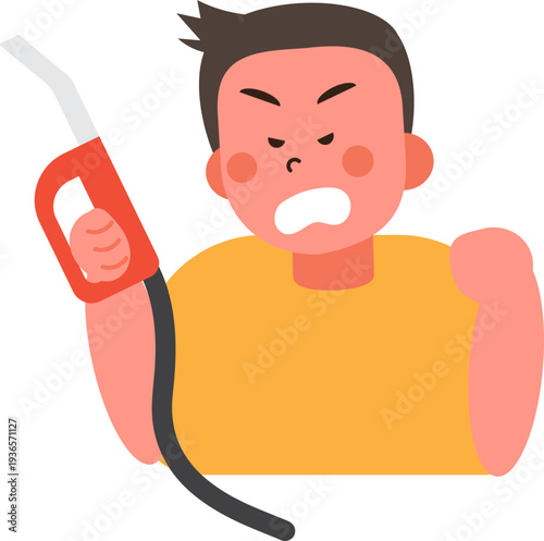 Cartoon characters of people in situations Gas shortage. 