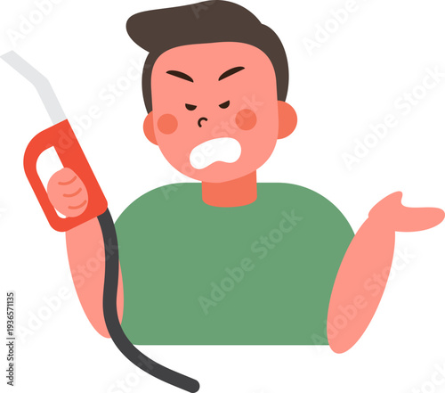 Cartoon characters of people in situations Gas shortage. 