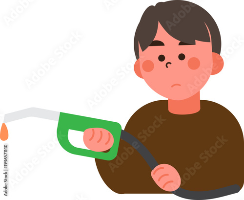 Cartoon characters of people in situations Gas shortage. 