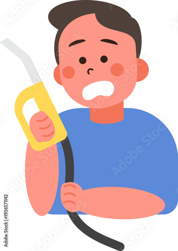 Cartoon characters of people in situations Gas shortage. 