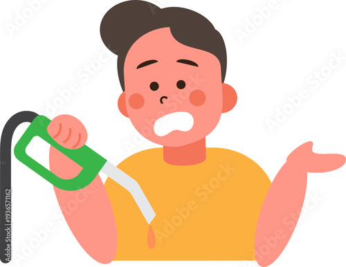 Cartoon characters of people in situations Gas shortage. 