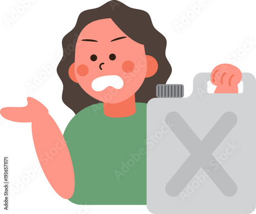 Cartoon characters of people in situations Gas shortage. 