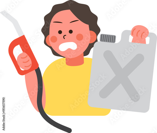 Cartoon characters of people in situations Gas shortage. 