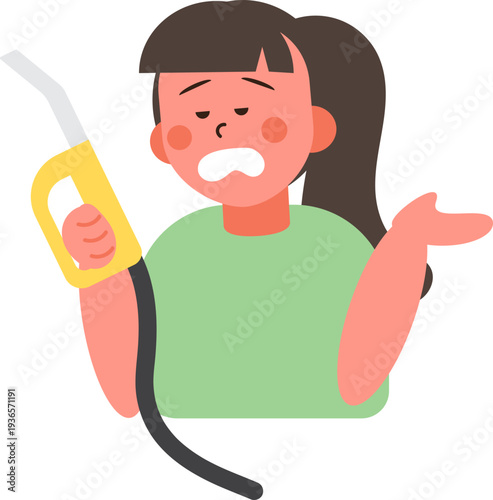 Cartoon characters of people in situations Gas shortage. 