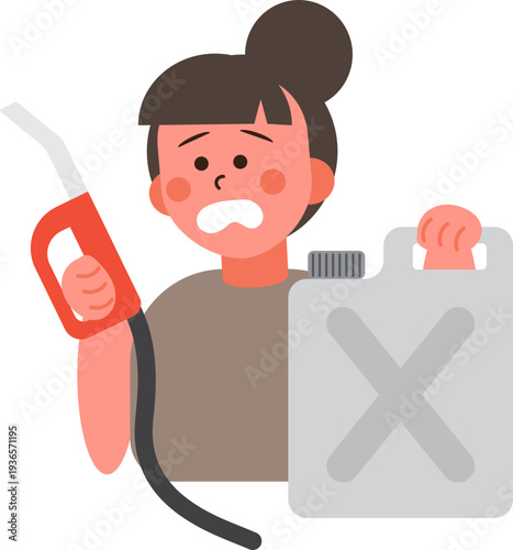 Cartoon characters of people in situations Gas shortage. 