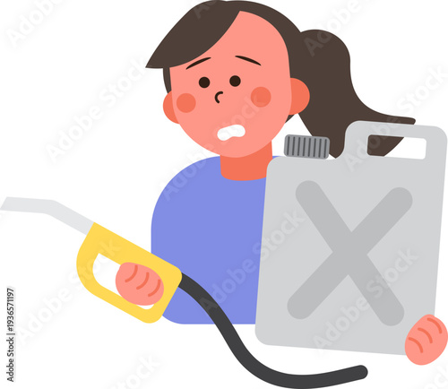 Cartoon characters of people in situations Gas shortage. 