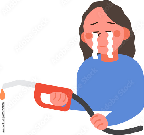 Cartoon characters of people in situations Gas shortage. 