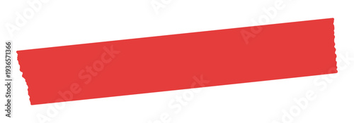 手でラフにちぎった赤いテープ/マスキングテープ/ステッカーのイラスト - シンプルな装飾のパーツ素材