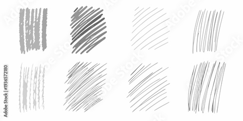 Abstract arrangement of various textured hand drawn scribble patterns