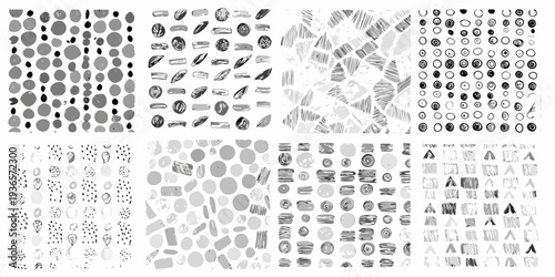 Abstract black and white patterns showcasing diverse organic and geometric shapes