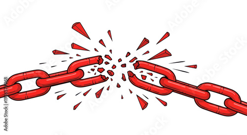Breaking Red Chain Links - Symbol of Freedom and Strength