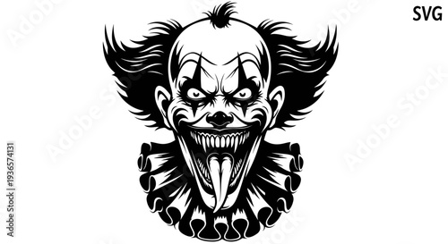 Scary Clown Face with Tongue Out - Horror Character Illustration