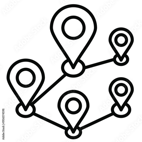 Multiple destination line icons, vector