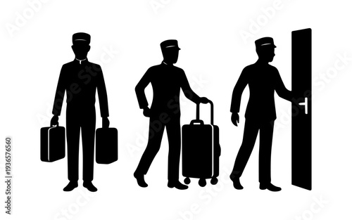 Bellhop porter staff providing hotel hospitality services