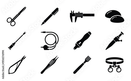 Medical surgery and healthcare icons set vector for hospital or clinic and other surgery instruments