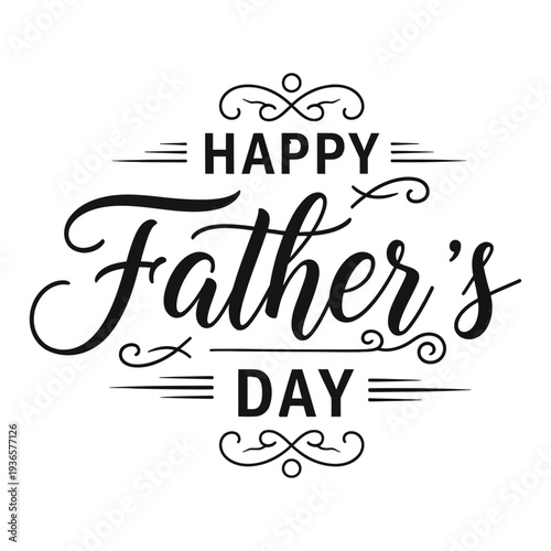 Happy father's day wishes greeting card with typography and ornate design elements for dad