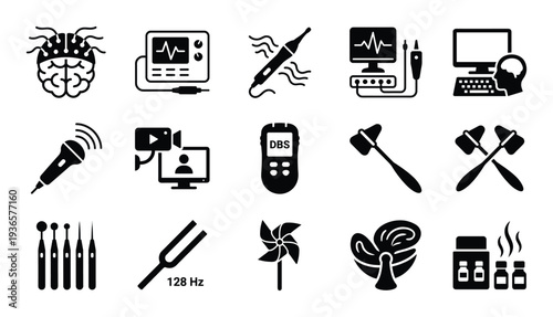 Neurology science with brain research and eeg equipment for medical technology concept vector