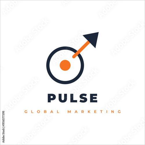 Pulse Global Marketing Logo with Arrow and Circle Vector