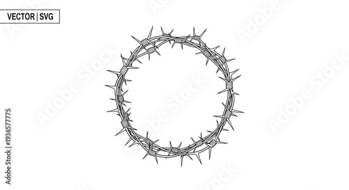 Crown of Thorns Illustration - Religious Symbol Vector Art