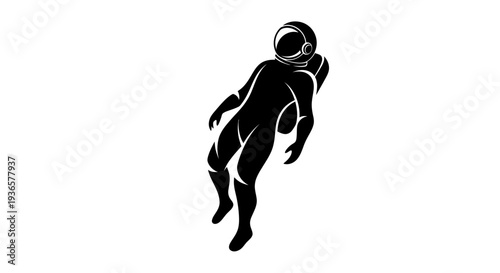 Astronaut Floating Silhouette Vector