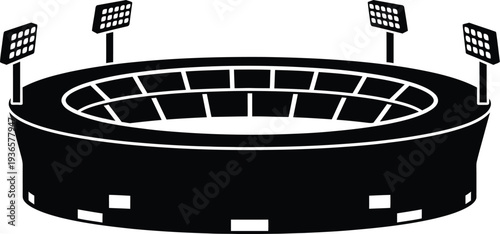 Soccer stadium arena with floodlights empty seats exterior view architecture