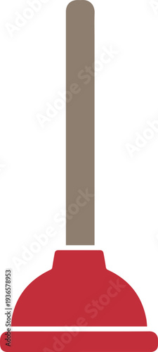 Modern red toilet plunger for bathroom cleaning