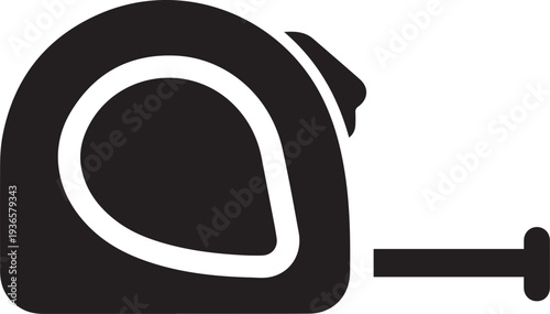 Modern black tape measure on white background for measurement and design