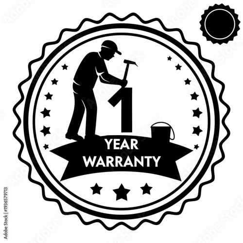 1 year warranty stamp with the text