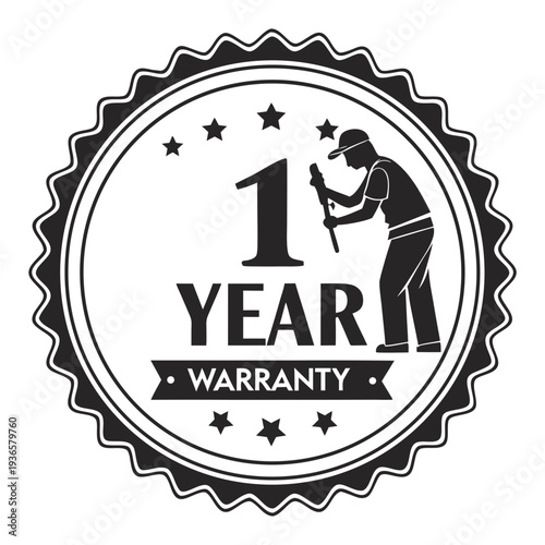 1 year warranty stamp with the text