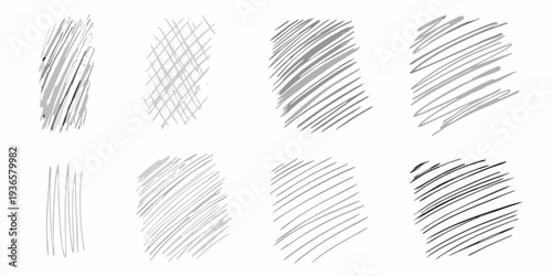 Six grayscale scribble patterns arranged in a two by three grid format