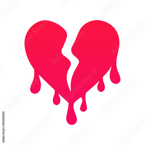 Broken heart dripping paint representing heartbreak and sadness