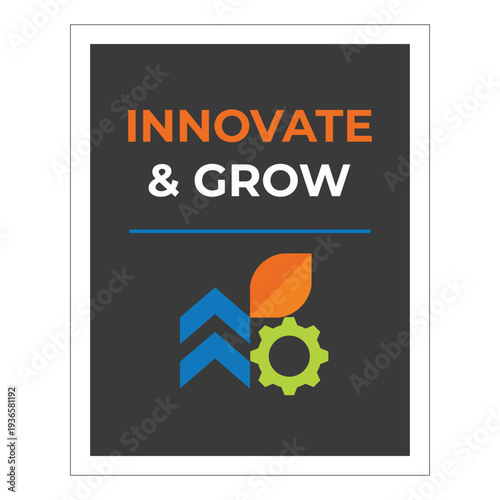 Innovate and grow business concept with gear and leaf logo