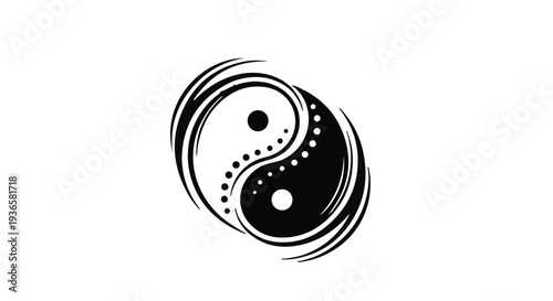 Abstract swirling yin yang symbol representing balance and harmony