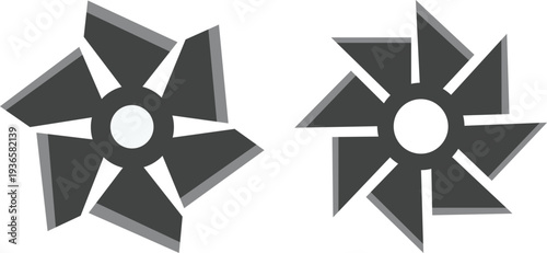 Set of steel rotary blade icons and industrial saw disc silhouettes cutting tool vector illustration collection