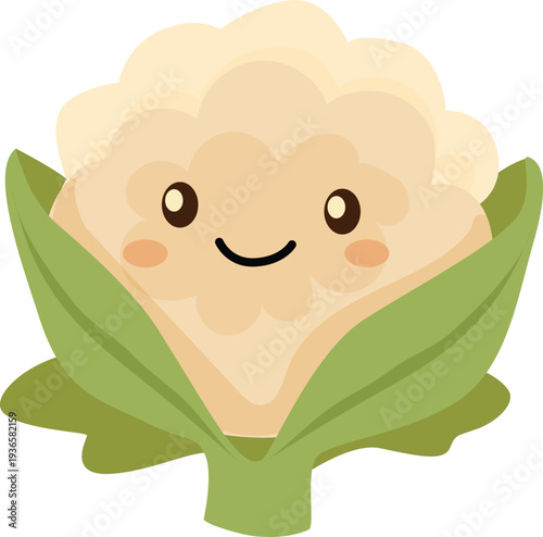 cauliflower cartoon character vegetable icon