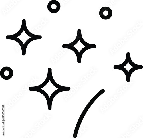 Black star shapes and circles on isolated for decoration vector illustration