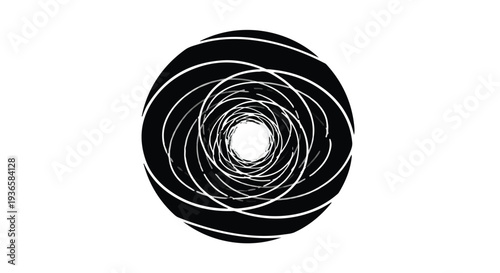 Abstract black and white spiral vortex creating a sense of depth and motion.