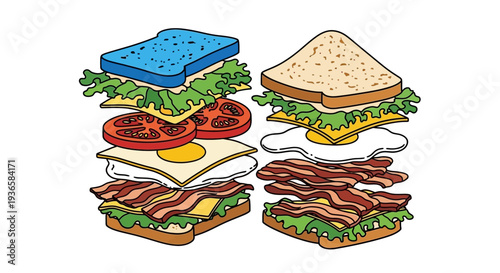 Delicious sandwich ingredients on plates.