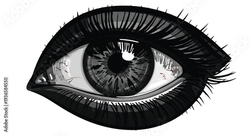 Intense gaze from a detailed, stylized eye with dramatic lashes