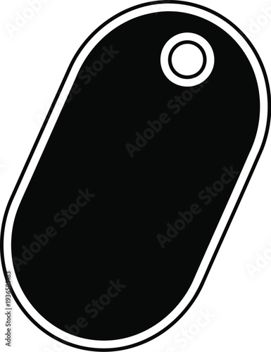 Black dog tag with a hole at the top vector illustration