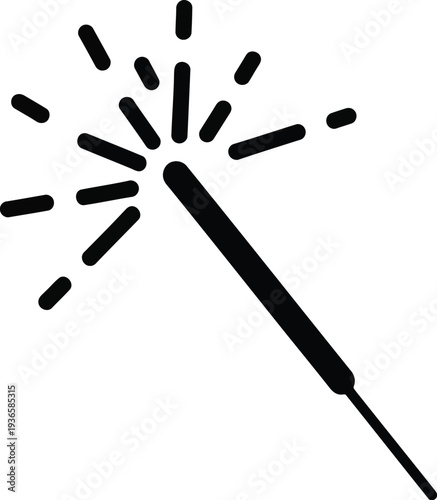 Black sparkler firework on for festive celebrations and parties vector illustration