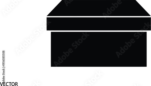 A black gift box with a lid on top vector illustration