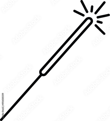 Black sparkler firework stick with sparks on the end vector illustration