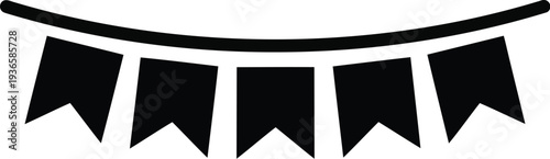 Black banner with flags on a string for party decoration vector illustration